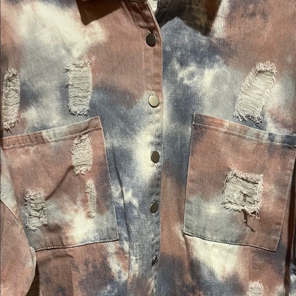 POL oversized Tie-Dye Button Down Shirt - Picture 4 of 6